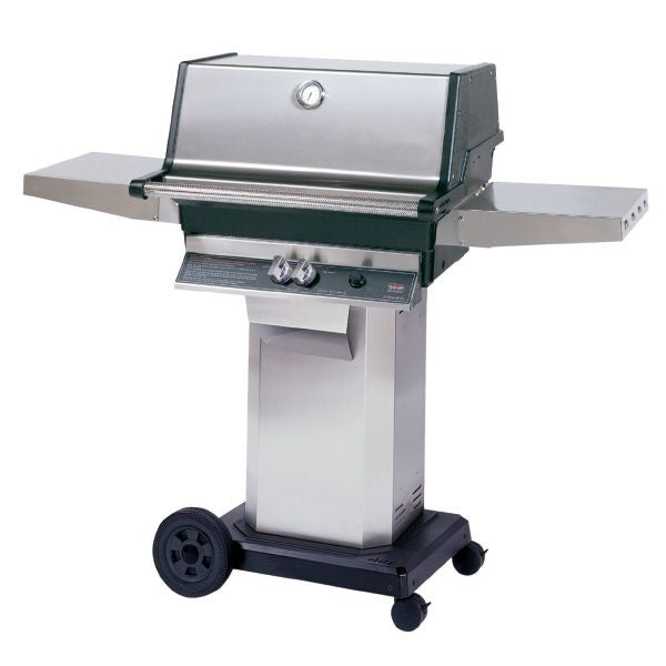 MHP TJK Propane Grill with Stainless Steel Grids, a Stainless Steel Column & a Wheeled Base with Locking Casters